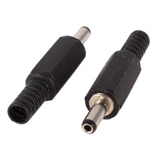 2 Pcs Black Plastic Cover 3.4mm x 1.3mm DC Power Male Jack Connector Adapter picture