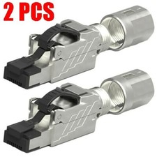 2 Pcs CAT.8 Full Shielded Tool-Free RJ45 50μ Network LAN Ethernet Connector Plug picture