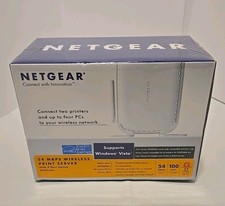 NETGEAR WGPS606 54 Mbps Wireless Print Server With 4 Port Switch, Sealed. picture