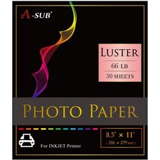 A-SUB Photo Paper 8.5x11 Luster for Inkjet Printer 250gsm Semi-Gloss 50PK 66lb picture