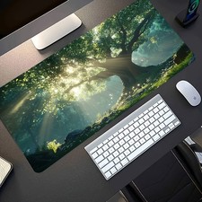 Extra-Large Gaming Mouse Pad with Forest Sunlight Tree Scene, Non-Slip Washable√ picture