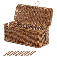 Cable Management Box with Lid, Cord Organizer & Cable Ties - Brown, Stylish Stor picture