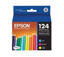 SET of 3 New Genuine SEALED Epson 124 Cyan Magenta Yellow Inkjet Cartridges 2020 picture