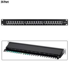 24 Port Cat6A RJ45 Shielded Patch Panel 11 Punch Down 1U 19