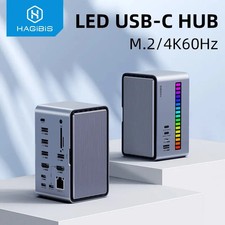 Hagibis USB-C Docking Station Dual HDMI M.2 SSD Enclosure RGB LED 100W PD Hub picture