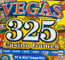 Vegas Jackpot Gold 325 Casino Games PC CD slot machines, cards, tables reels + picture
