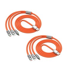 Calsgkspray 2Pcs Orange 3 in 1 Multi USB Cable 100W 78.7 inches, picture
