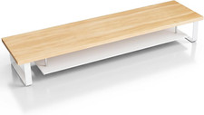 35 in Monitor Stand Riser, 2-Tier Desk Shelf with Storage, Oak picture