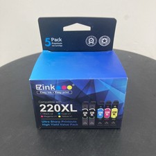 EZink 220XL 5 Pack Sealed- Black  x2, Cyan x1, Magenta x1, Yellow x1  10/2026 picture