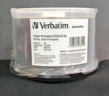 Verbatim DVD+R DL 8.5GB 8X DataLifePlus White Hub InkJet Printable 50 Pack Spind picture