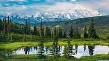 Landscape alaska nature mountains water reflection Custom Gaming Mat Desk picture