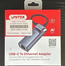 Unitek USB-C to Gigabit Ethernet RJ-45 Female Adapter 15cm Gray Portable picture