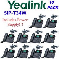 10 Pack Yealink SIP-T34W-PWR Entry Level IP Phone + Power Supply SIP-T34W 4 VoIP picture