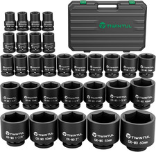 3/4 Inch Drive Impact Socket Set, 6-Point Design, CR-MO Steel, 30 PCS Large Impa picture