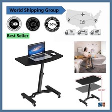 Versatile Mobile Laptop Cart - Adjustable Height from 28'' to 33'' in Black picture