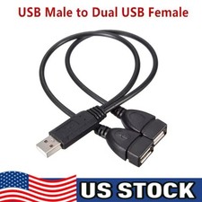 USB 2.0 A Male To 2 Dual USB Female Jack Y Splitter Hub Power Adapter Cable Lot picture