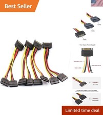 4PCS 8In SATA 15Pin Male to Dual Female Power Splitter Cables picture