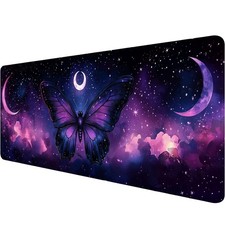 Butterfly Desk Mat Gaming Pad 31.5 x 11.8 Inch Star Moon Purple Pink Dreamy M... picture