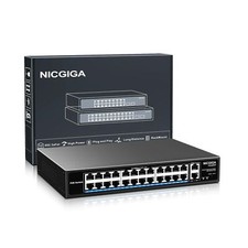 24 Port PoE Switch Unmanaged, 24 Port PoE+@400W, 2 Gigabit Uplink Ports, NICG... picture