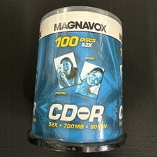 New Sealed Magnavox CD-R 100 Disc Pack 52x 700MB 80min Photos Music Compact Disc picture