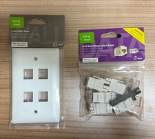 Legrand On-Q 1 Gang 4 Port Keystone Insert Standard Face Wall Plate w/RJ45 Jacks picture