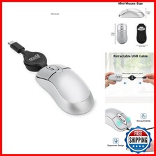 EEEKit Mini Wired USB C Mouse, 3-Button Retractable Corded Mouse, Silver picture