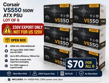 LOT OF 6 Open Box Corsair VS550 550W ATX Power Supply NON-US Export Market Only picture