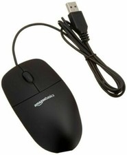 Amazon Basics 3-Button Wired USB Computer Mouse, Single Black picture