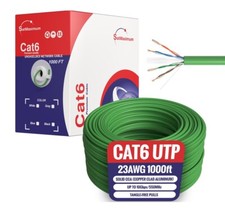 1000FT CAT6 UTP Ethernet Cable 23AWG 10 Gbps LAN Network Solid Bulk Wire Green picture