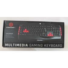CyberPowerPC Multimedia Gaming Keyboard LED Tactile Membrane USB Black Red picture