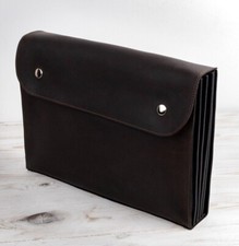 Leather File Folder a4 Accordion Organizer Expanding Document Holder Personalize picture