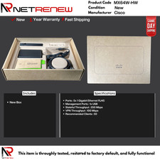 New Unclaimed Cisco Meraki MX64W-HW Firewall Security Appliance picture