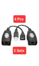 (2 Sets) (4 Pcs) USB Extension Ethernet RJ45 Cat5e/6 LAN Adapter Repeater Set picture