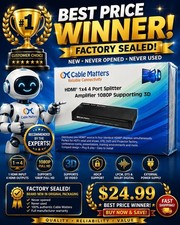 Cable Matters HDMI 1x4 4-Port Splitter Amplifier 1080p 3D – NEW FACTORY SEALED picture