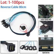 Lot  Mini Power Reverse Breakout SAS HD Cable 4X SATA 7Pin to SFF8643 80cm Cable picture