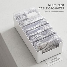 7 Compartment Cable Organizer Storage Box Desktop Electronics Accessory Case picture