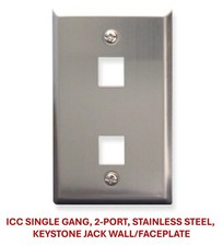 ICC SINGLE GANG, 2-PORT, STAINLESS STEEL,  WALL/FACEPLATE - NEW -  picture
