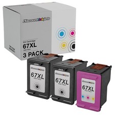 DI Ink Cartridge Replacements for HP 67XL High Yield 2 Black, 1 Color, 3pk picture