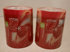 TDK Blank Recordable CD-R 100 Pack 700MB 80Min 52x Speed Lot of 2 New & Sealed picture