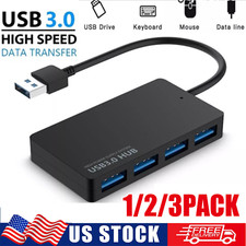 4-Port USB 3.0 Hub Adapter Charger Data Slim Super Speed PC Mac Laptop Desktop picture