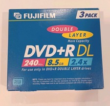 Fuji Film 3 Pack Double Layer DVD+R DL 8.5GB 240 Min New In Box picture