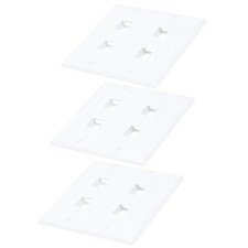 3x 4 Port Hole Cat7 Cat6 Cat5 RJ45 Network Keystone Jack Wall Plate 2-Gang White picture