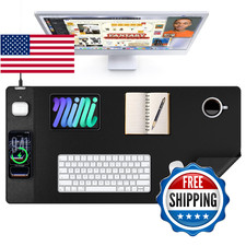 TopMade Mouse Pad with 15W Wireless Charging, XXL Large Leather Desk Mat, Waterp picture