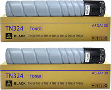 Chip 2-Pack Toner Cartridges TN-324 TN324 Black Konica Minolta Bizhub C258 BN picture