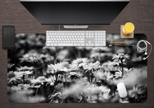 3D Black White Daisy Flower Field 7 Non-slip Office Desk Mouse Mat Keyboard Game picture