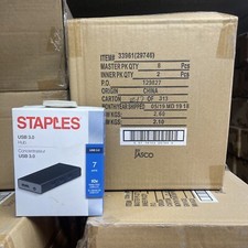 Bulk Case Of 8. New In box. 7 port USB 3.0 Hub, Retail Package Ready.  Lot Of 8 picture