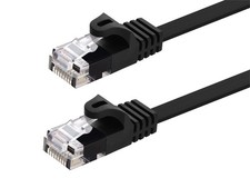 Cat5e Ethernet Patch Cable RJ45 FlatStranded 350Mhz UTP Copper 30AWG 2ft Black picture