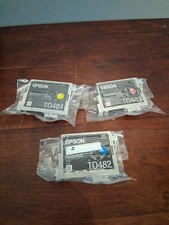 3 New Genuine Epson 48 Ink T0482, T0484, T0485 Cyan, Magenta And Yellow NIP 2001 picture