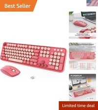 2.4GHz Wireless Keyboard and Mouse Set - Stylish Retro Typewriter Combo picture