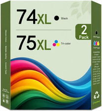 2PK 74XL 75XL (1Black/1Tri-Color) High Yield Ink Cartridges FOR Deskjet D4260 picture